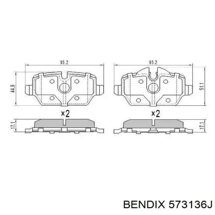 573136J Jurid/Bendix Колодки гальмівні задні, дискові