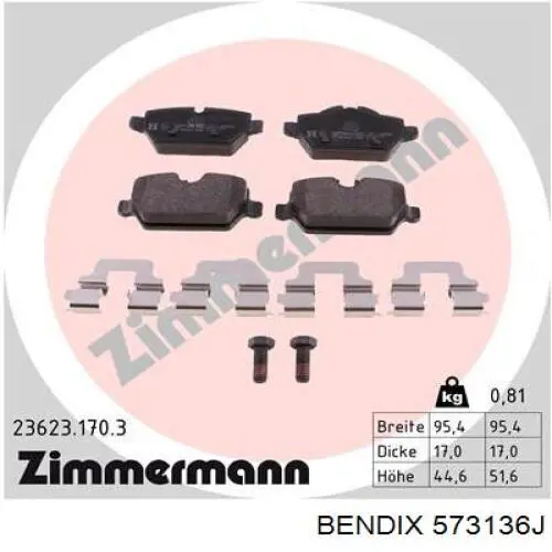 Задні гальмівні колодки Jurid/Bendix 573136J ціна, від 29.30 USD