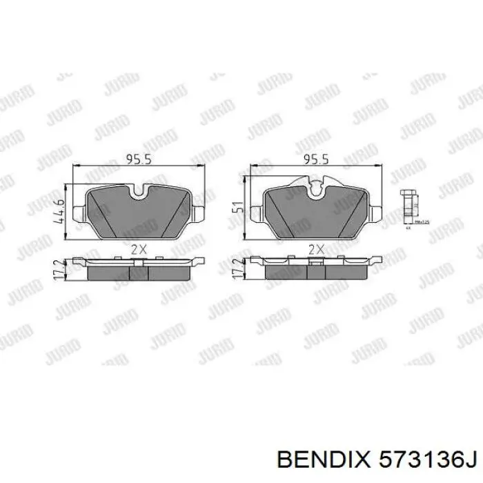 Колодки гальмові задні, дискові 573136J Jurid/Bendix