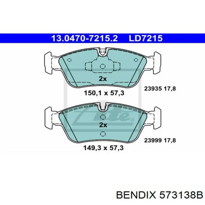 573138B Jurid/Bendix Передні гальмівні колодки