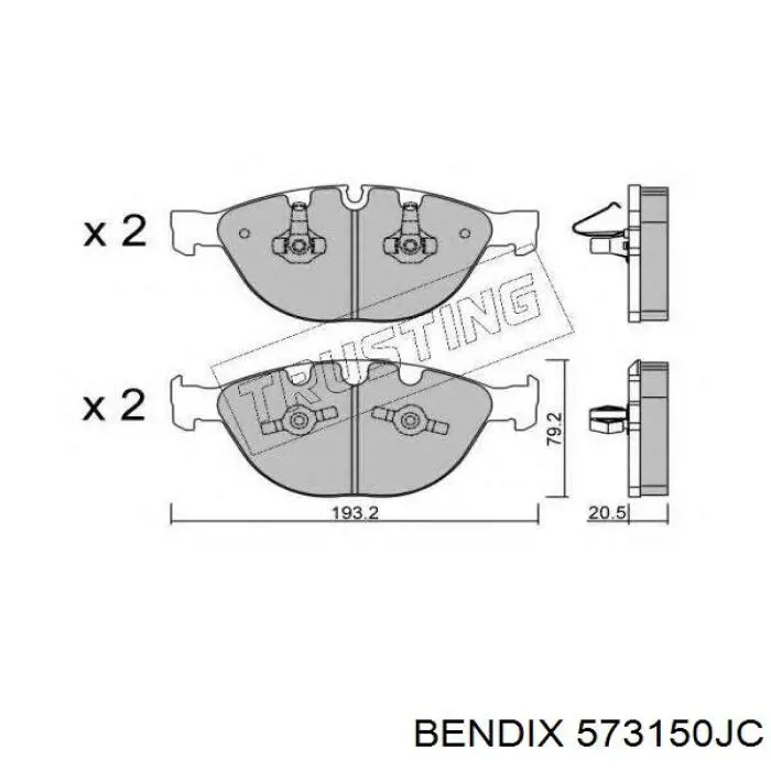 Передні тормозні колодки 573150JC Jurid/Bendix