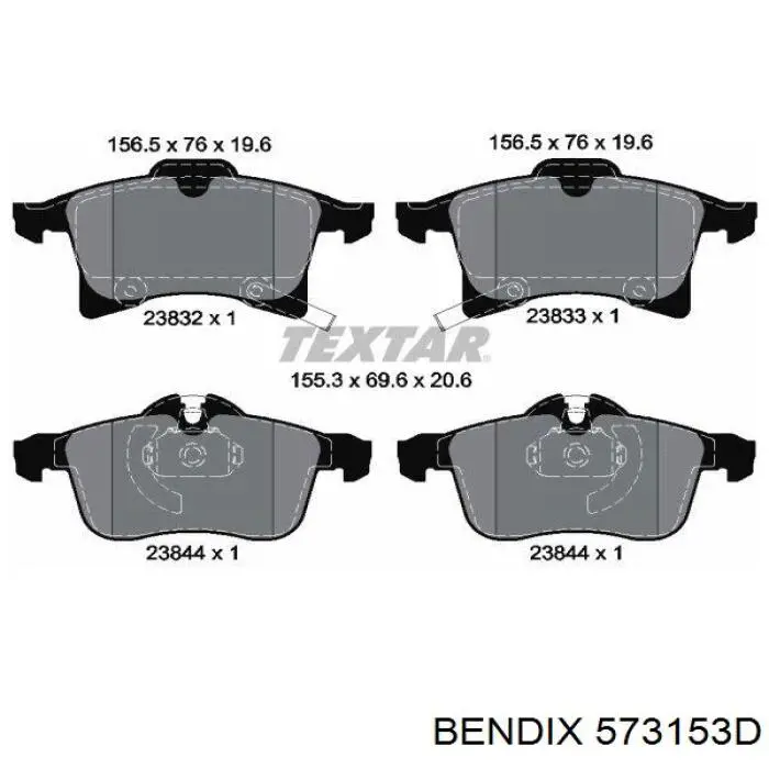 573153D Jurid/Bendix Передні гальмівні колодки