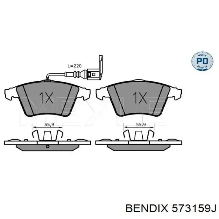 Гальмівні колодки Jurid/Bendix 573159J ціна, від 38.05 USD