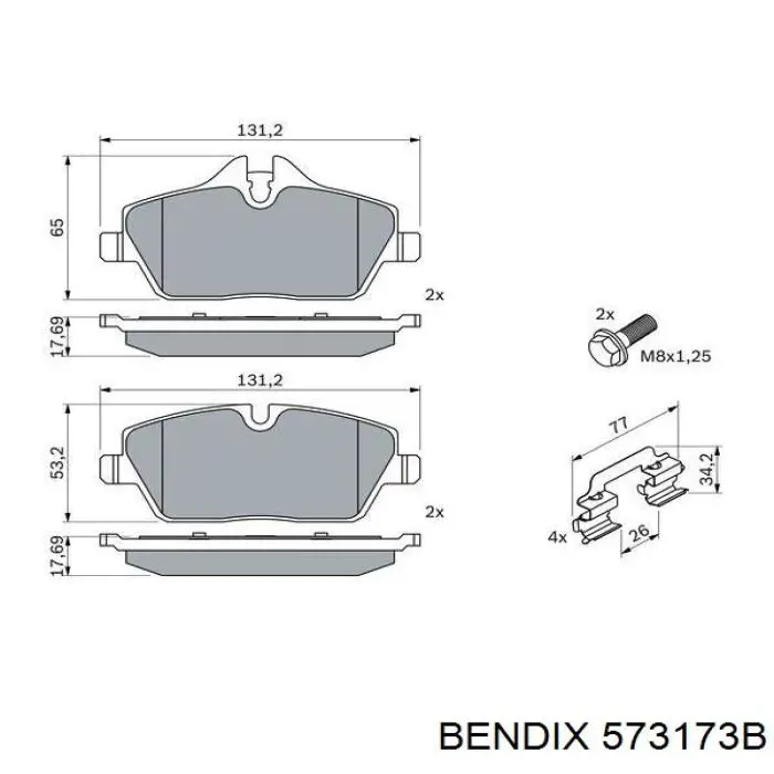 Тормозні колодки Jurid/Bendix 573173B