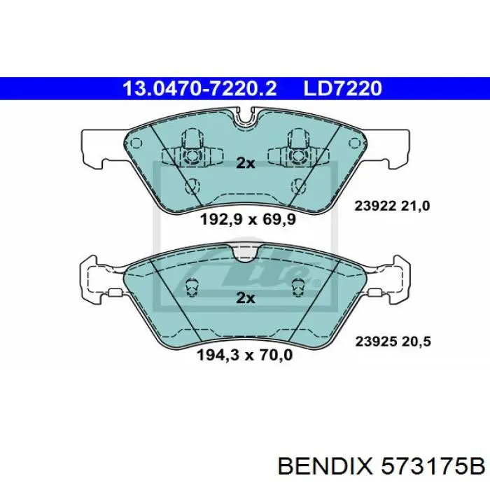 Передні тормозні колодки 573175B Jurid/Bendix