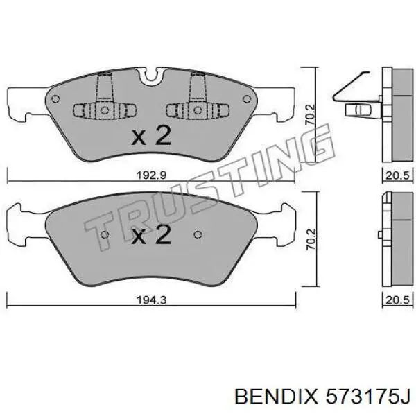 Гальмівні колодки Jurid/Bendix 573175J ціна, від 41.76 USD