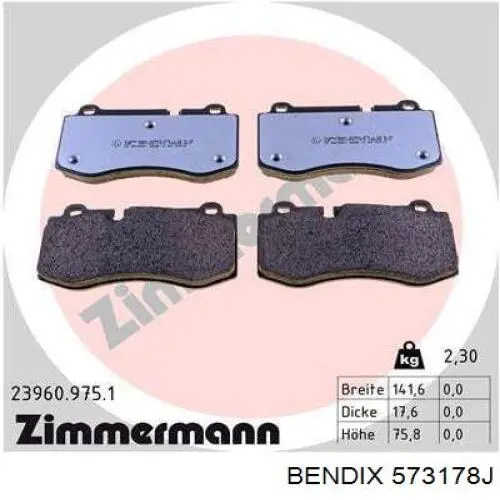 Передні тормозні колодки 573178J Jurid/Bendix