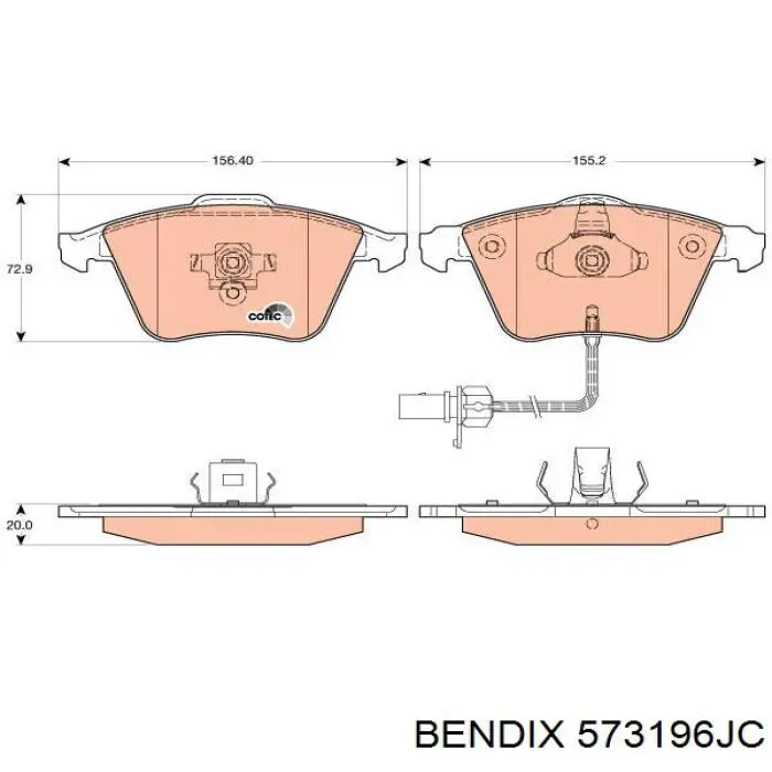 Гальмівні колодки Jurid/Bendix 573196JC ціна, від 41.71 USD
