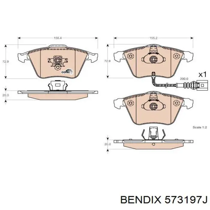 573197J Jurid/Bendix колодки гальмівні передні, дискові