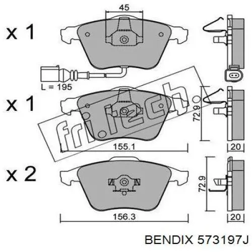 Тормозні колодки Jurid/Bendix 573197J