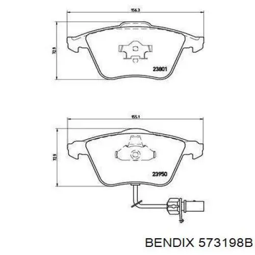 Купити 573198B Jurid/Bendix Колодки гальмівні передні, дискові