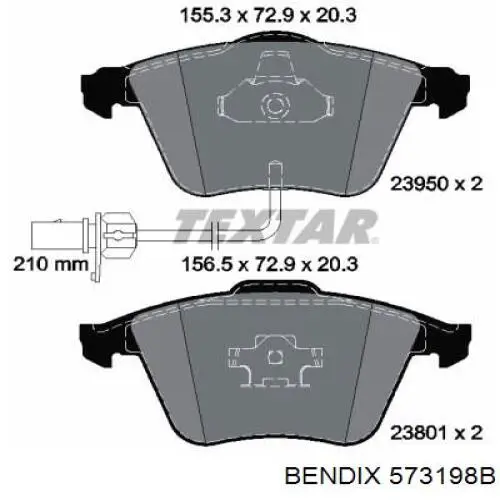 573198B Jurid/Bendix Передні гальмівні колодки