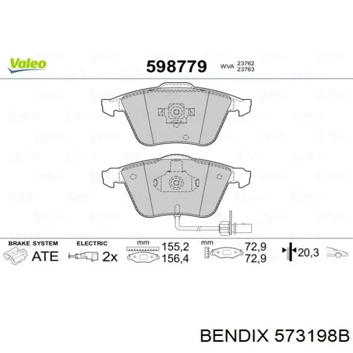 Гальмівні колодки Jurid/Bendix 573198B ціна, від 60.84 USD