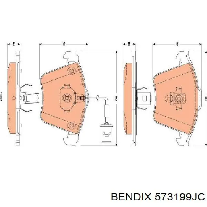 Передні тормозні колодки 573199JC Jurid/Bendix