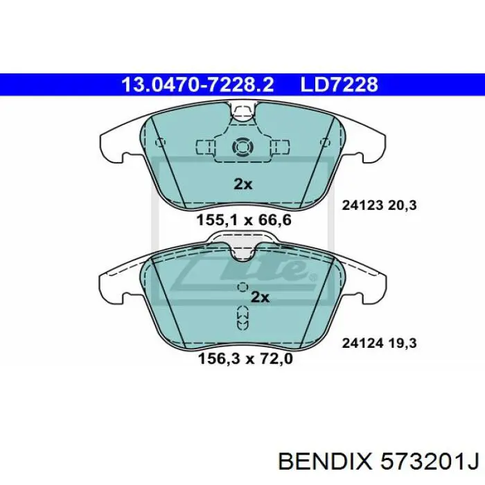 573201J Jurid/Bendix Передні гальмівні колодки