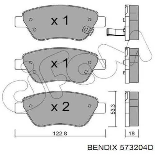 573204D Jurid/Bendix колодки гальмівні передні, дискові