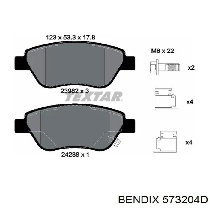 Купити 573204D Jurid/Bendix Колодки гальмівні передні, дискові