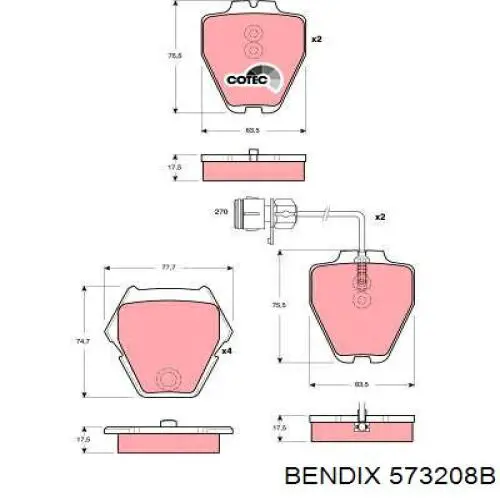 Передні тормозні колодки 573208B Jurid/Bendix