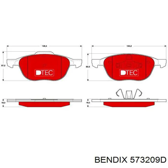 Передні тормозні колодки 573209D Jurid/Bendix