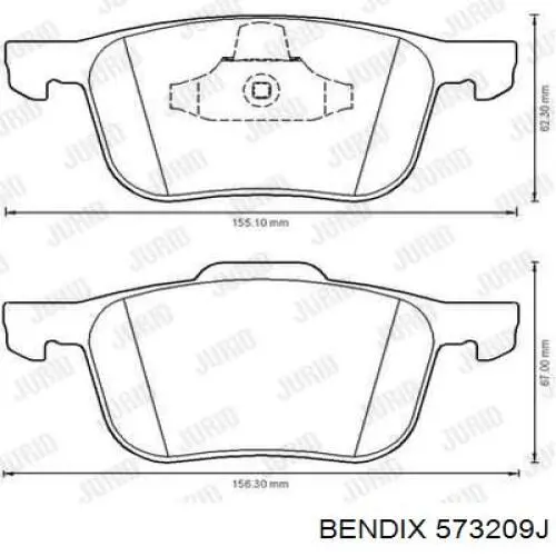 Колодки гальмівні передні, дискові 573209J Jurid/Bendix