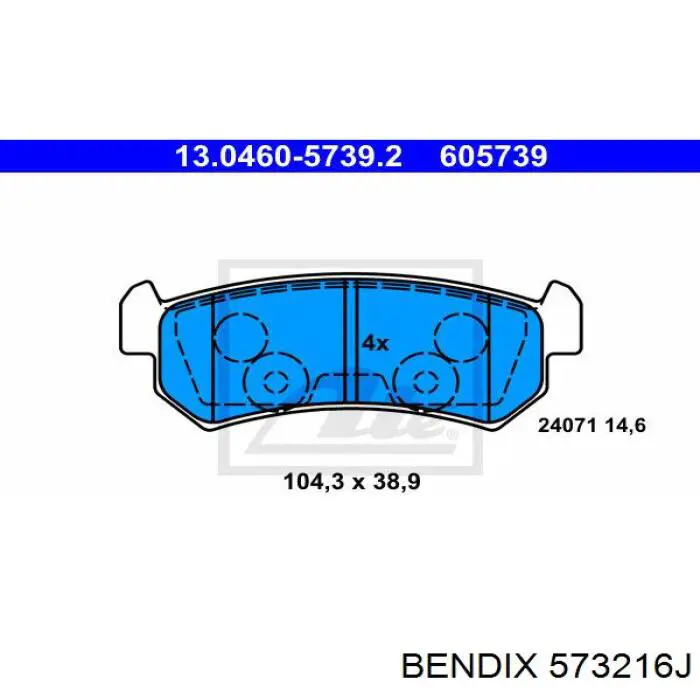 Задні гальмівні колодки 573216J Jurid/Bendix