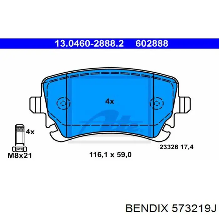 Купити 573219J Jurid/Bendix Задні колодки