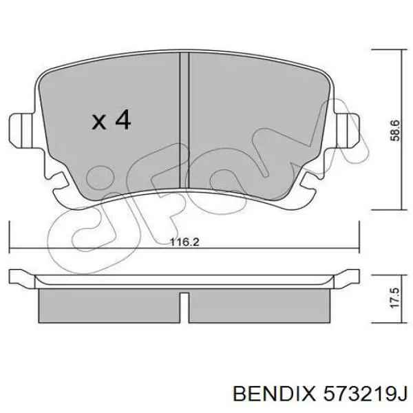 Задні гальмівні колодки 573219J Jurid/Bendix