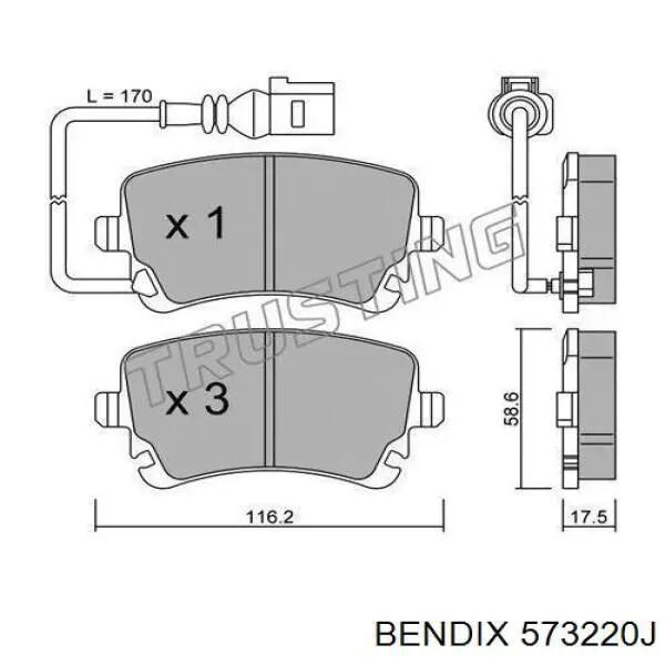 Задні гальмівні колодки 573220J Jurid/Bendix