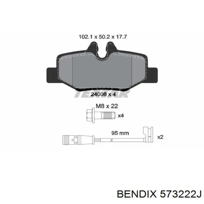 Задні гальмівні колодки 573222J Jurid/Bendix