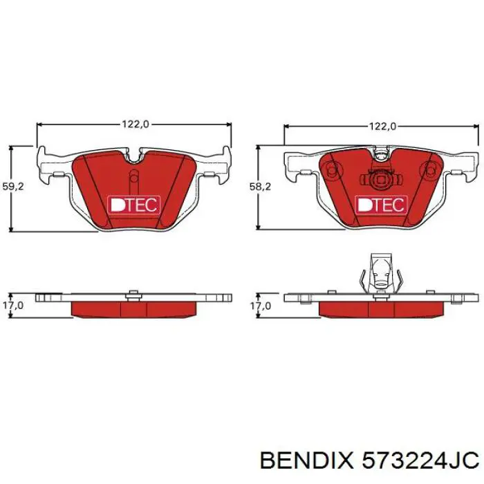 Задні гальмівні колодки 573224JC Jurid/Bendix