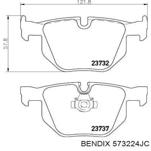 Задні дискові колодки Jurid/Bendix 573224JC