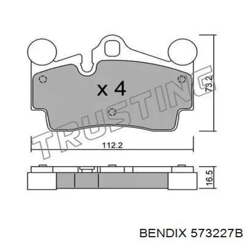 Задні гальмівні колодки 573227B Jurid/Bendix