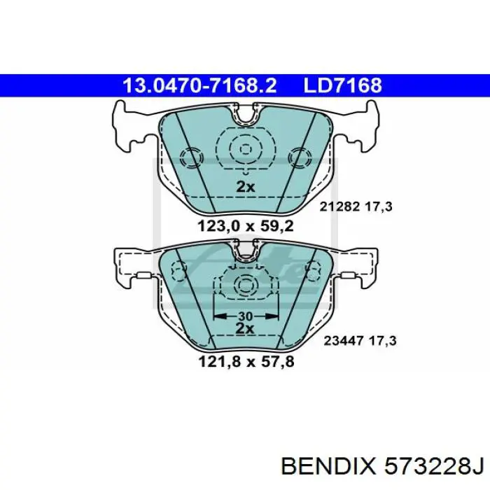 Задні гальмівні колодки 573228J Jurid/Bendix