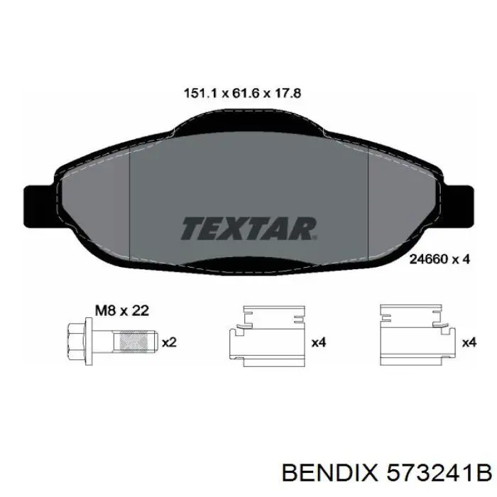 573241B Jurid/Bendix Передні гальмівні колодки