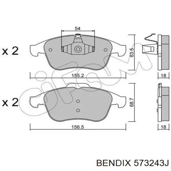 573243J Jurid/Bendix колодки гальмівні передні, дискові