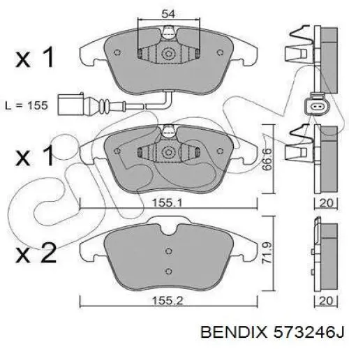 573246J Jurid/Bendix колодки гальмівні передні, дискові