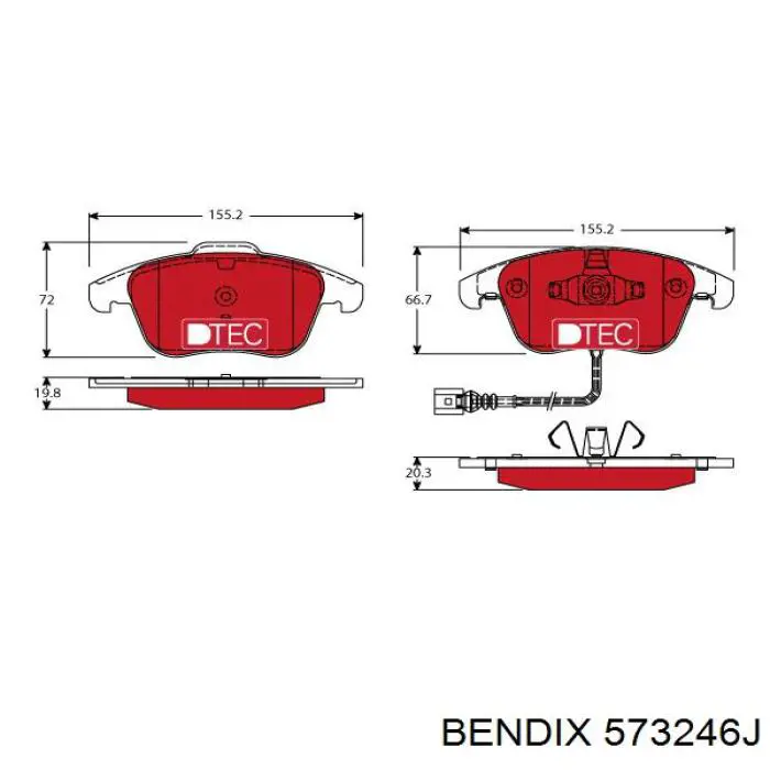 Передні тормозні колодки 573246J Jurid/Bendix