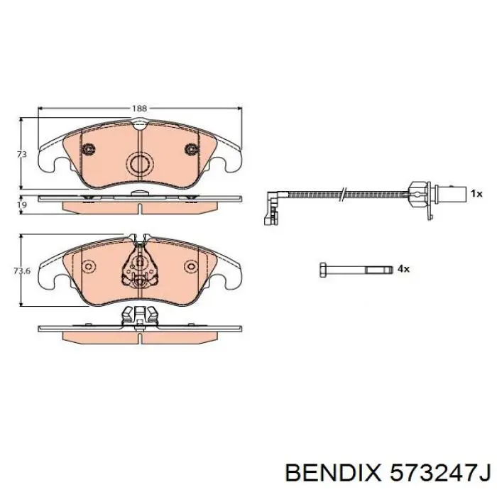 Гальмівні колодки Jurid/Bendix 573247J ціна, від 57.05 USD