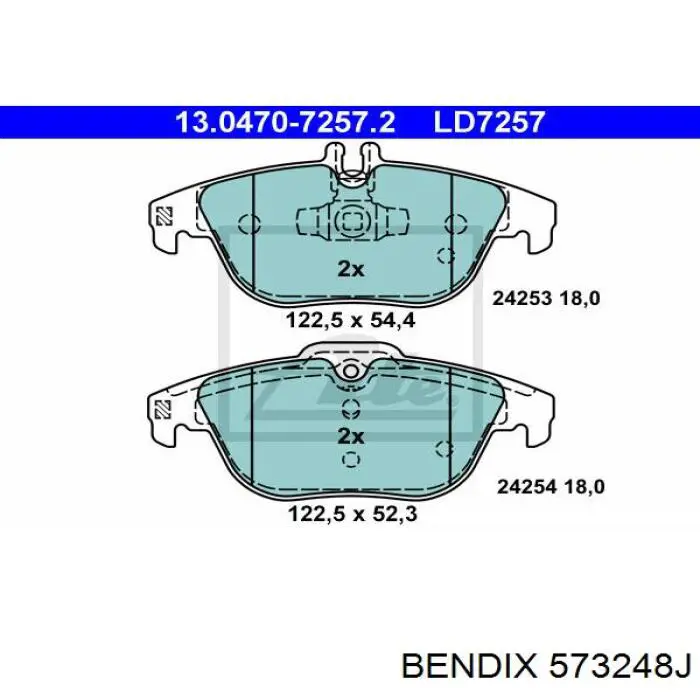 573248J Jurid/Bendix Колодки гальмівні задні, дискові