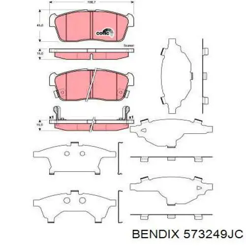 Передні тормозні колодки 573249JC Jurid/Bendix