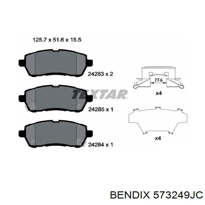 573249JC Jurid/Bendix Передні гальмівні колодки