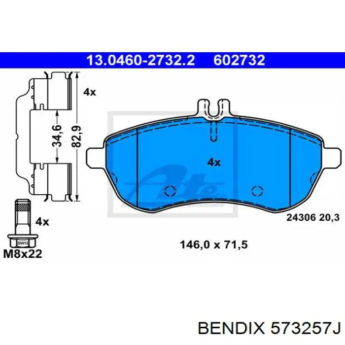 Купити 573257J Jurid/Bendix Колодки гальмівні передні, дискові
