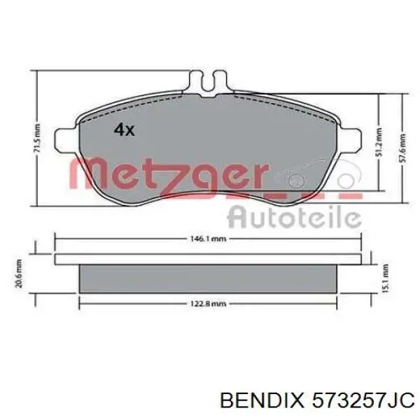 Купити 573257JC Jurid/Bendix Колодки гальмівні передні, дискові