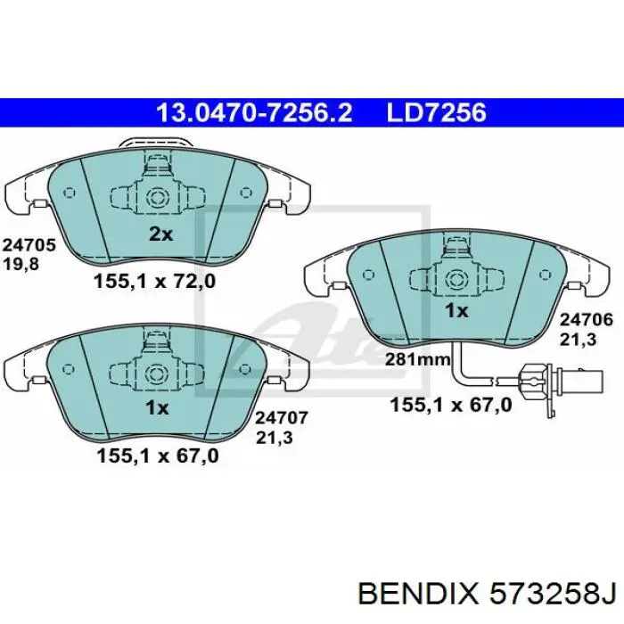 Передні тормозні колодки 573258J Jurid/Bendix