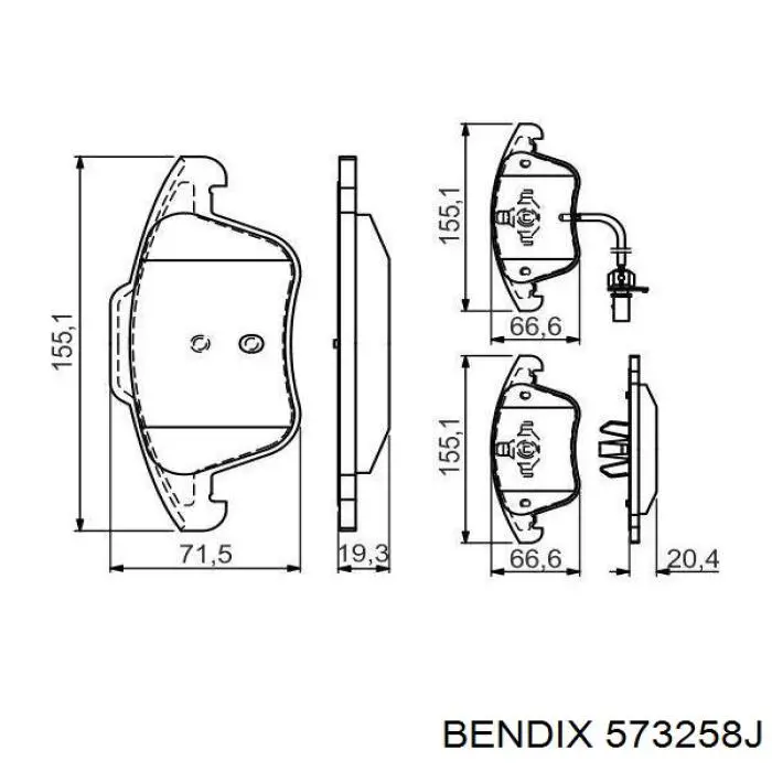 573258J Jurid/Bendix Передні гальмівні колодки
