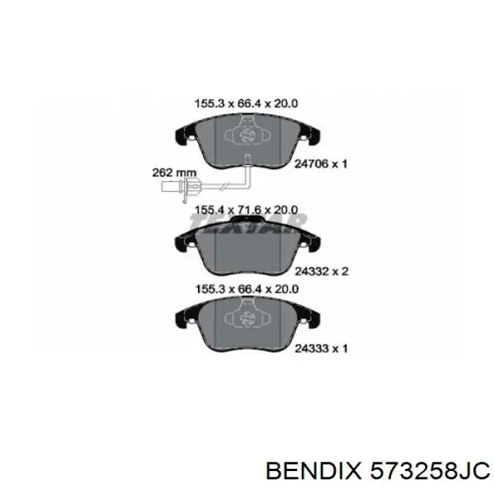 573258JC Jurid/Bendix Передні гальмівні колодки