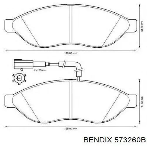 573260B Jurid/Bendix колодки гальмівні передні, дискові