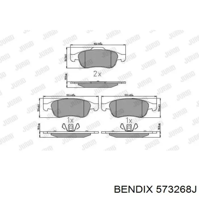 573268J Jurid/Bendix колодки гальмівні передні, дискові