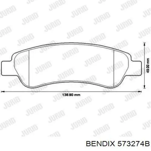 Задні дискові колодки Jurid/Bendix 573274B