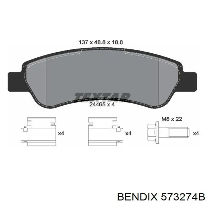 573274B Jurid/Bendix Колодки гальмівні задні, дискові